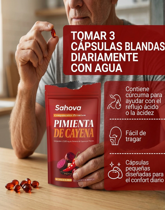 Sahova® Capsaicin Power – Cápsulas blandas de pimienta de cayena